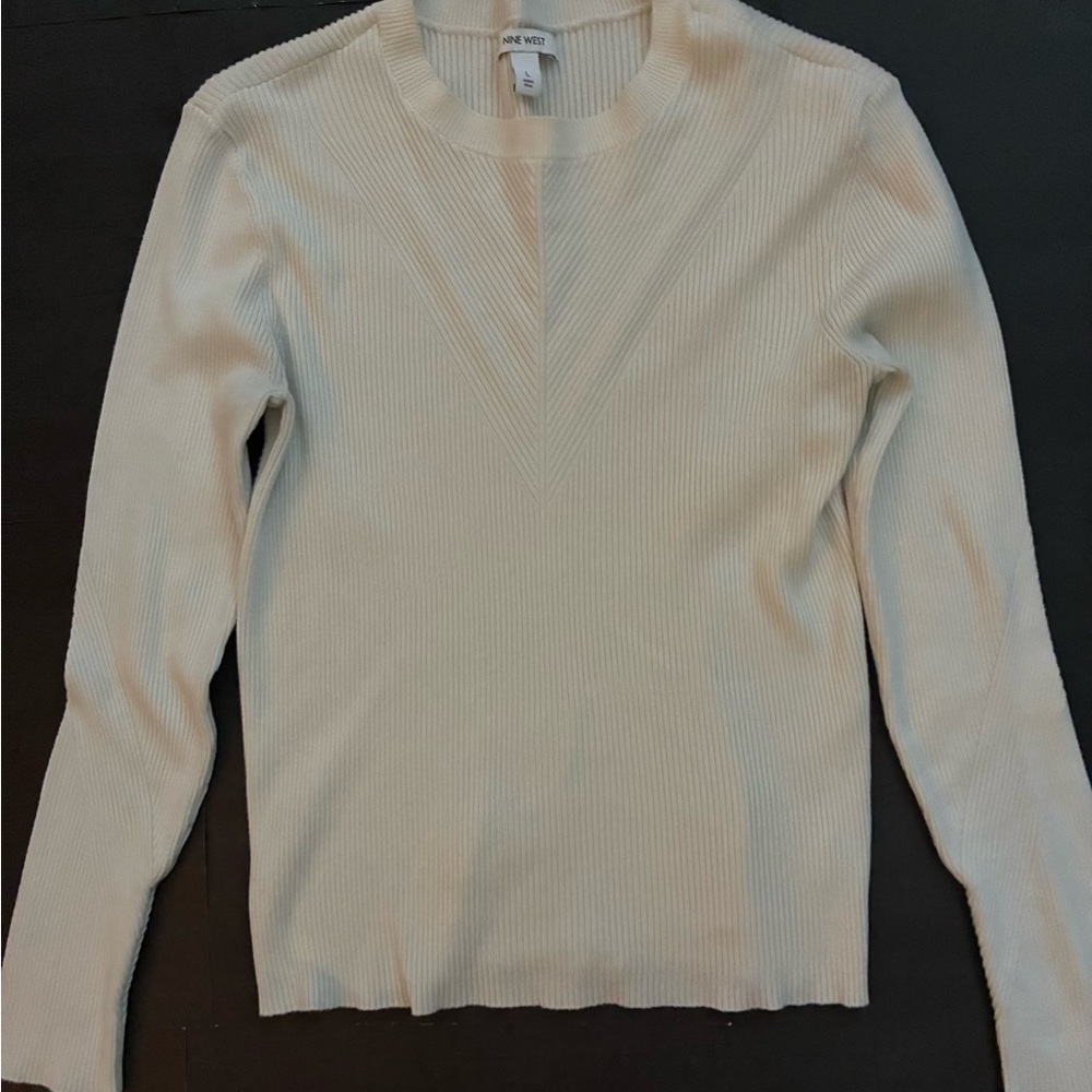 Nine West Women's Ribbed Cream Sweater